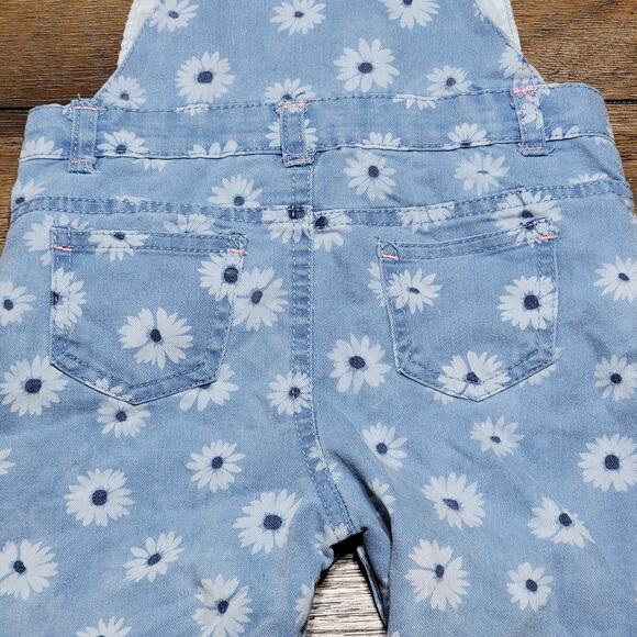 Lightweight Denim Infant Overalls w/ Daisies and Faux Lace Belt - Size 24M - Picture 4 of 5